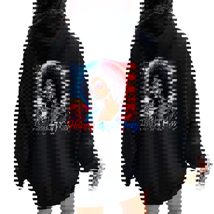 Happy 4Th Of July Black Girl Us Flag Melanin Afro African Women Oversized Hoodie Back Print