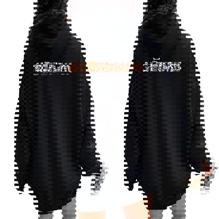 Highland Cow Grandma Mother's Day Grandmoo Mimi Cow Farm Women Oversized Hoodie Back Print