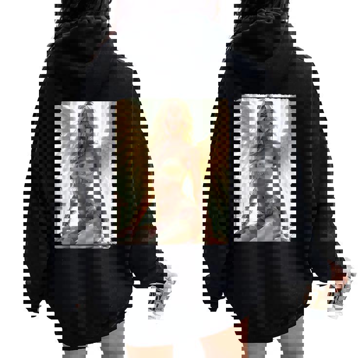 Hot Girl On 男性用 セクシーな天使の座り グランジ レディース オーバーサイズ パーカー バックプリント