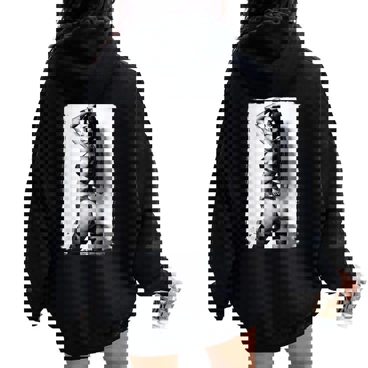 Hot Girl On 男性用 セクシー ブーティー ビキニ モデル 2 Bw レディース オーバーサイズ パーカー バックプリント