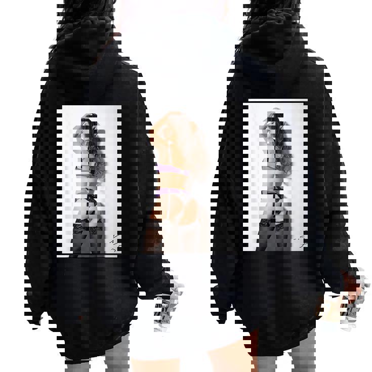 Hot Girl On 男性用 紫のセクシーなモデル レディース オーバーサイズ パーカー バックプリント