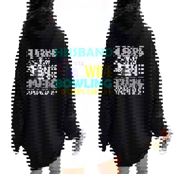 Husband And Wife Bowling Partners For Life おもしろボーリング レディース オーバーサイズ パーカー バックプリント