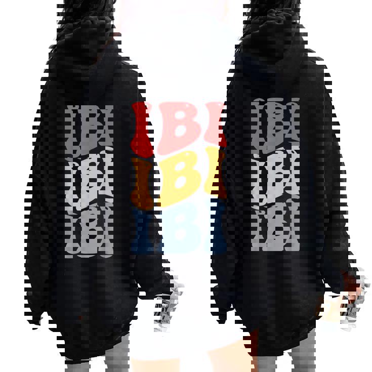 Ibi City Groovy レトロ レディース オーバーサイズ パーカー バックプリント