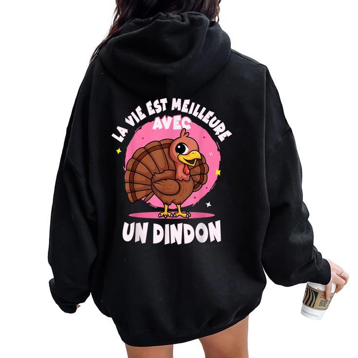 Idée Dindon Enfant Filleie Avec Un Dindon Sweat à capuche oversize pour femme avec imprimé dans le dos