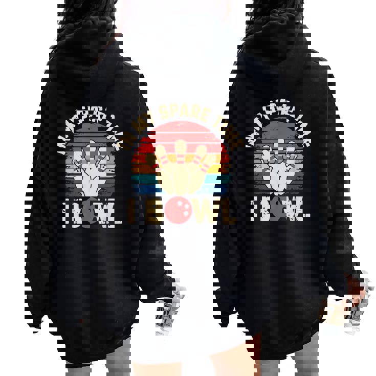 In Mypare Time I Bowl レトロ ボウリング ボウラー レディース オーバーサイズ パーカー バックプリント