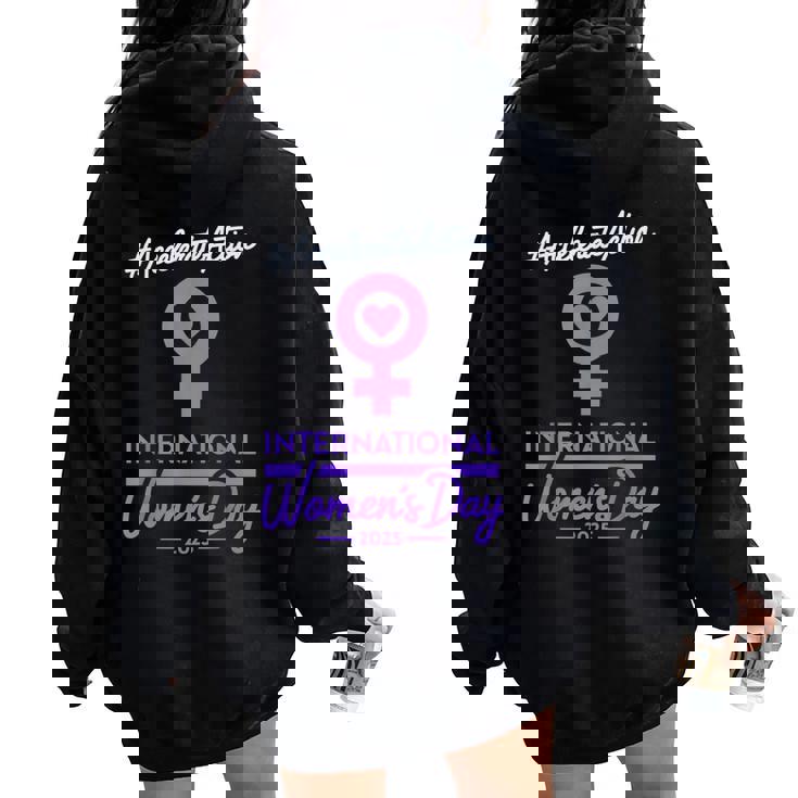 International Women's Day 2025 Accelerate Action Girls レディース オーバーサイズ パーカー バックプリント