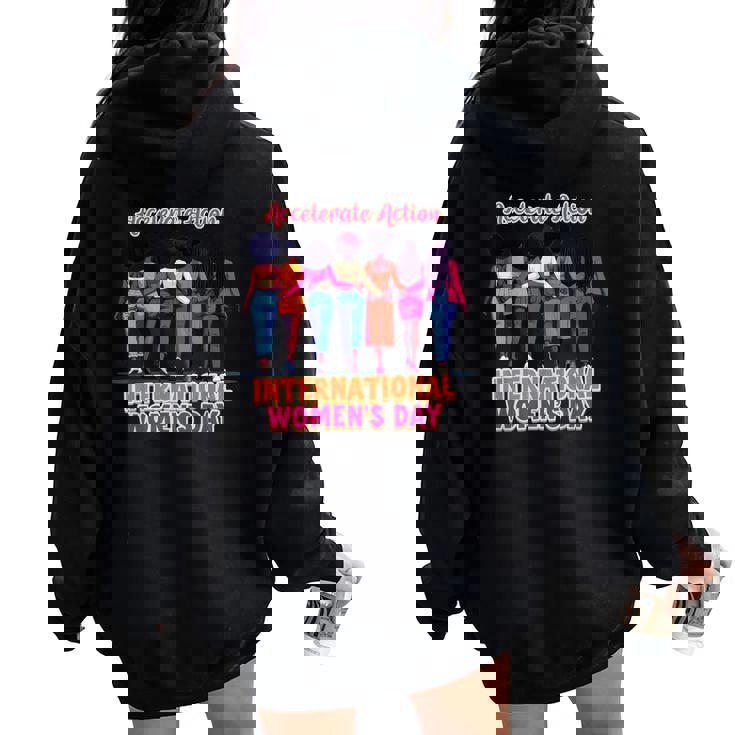 International Women’S Day Empowerment Accelerate Action レディース オーバーサイズ パーカー バックプリント