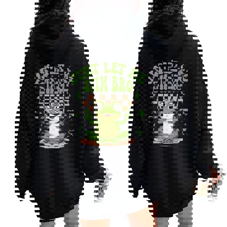 Just Let Metim Bro Groovy Let Metim Bro自閉症啓発 レディース オーバーサイズ パーカー バックプリント