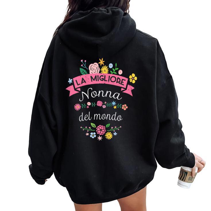La Migliore Nonna Regalo Para Abuela Italiana Women Oversized Hoodie Back Print