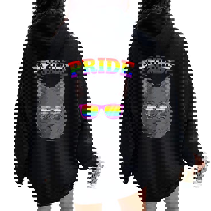 Lgbt Britishhorthair Cat Gay Pride Rainbow Lgbtq Kitty レディース オーバーサイズ パーカー バックプリント