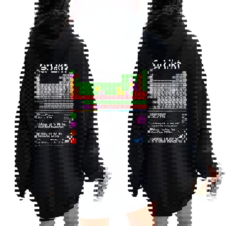 Can I Lick It Periodic Table Chart Science Teacher Cool Meme Women Oversized Hoodie Back Print