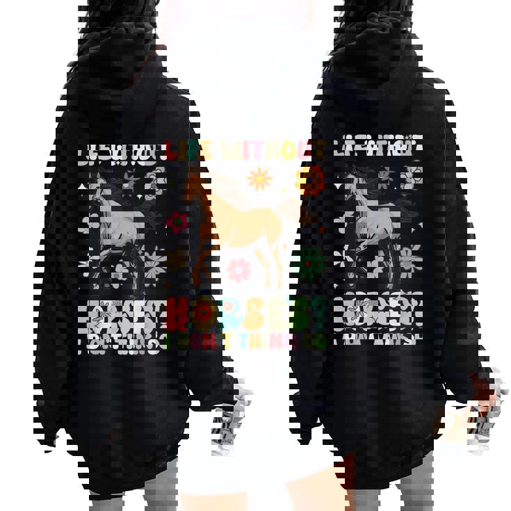 Life Without Horses グルーヴィーな乗馬 乗馬 レディース オーバーサイズ パーカー バックプリント