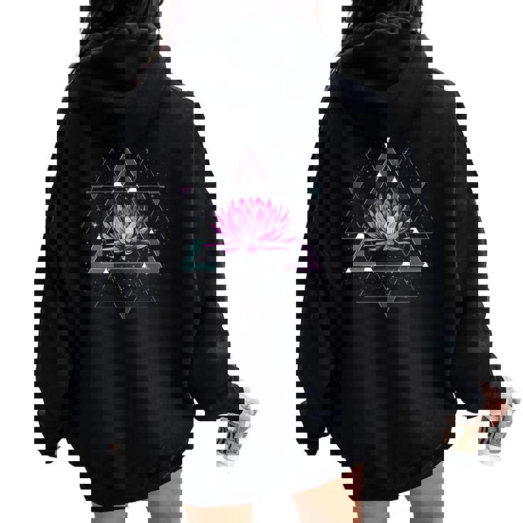 Lotus Floweracred Geometry Yoga Meditationpiritual Zen レディース オーバーサイズ パーカー バックプリント