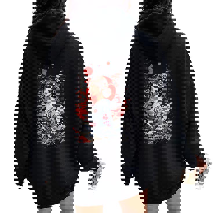 I Love Japan 東京都 日本の女の子 タトゥーアート レディース オーバーサイズ パーカー バックプリント