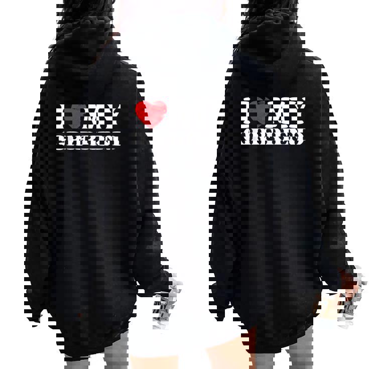 I Love My Girlfriend I Heart My Gf バレンタインデー レディース オーバーサイズ パーカー バックプリント