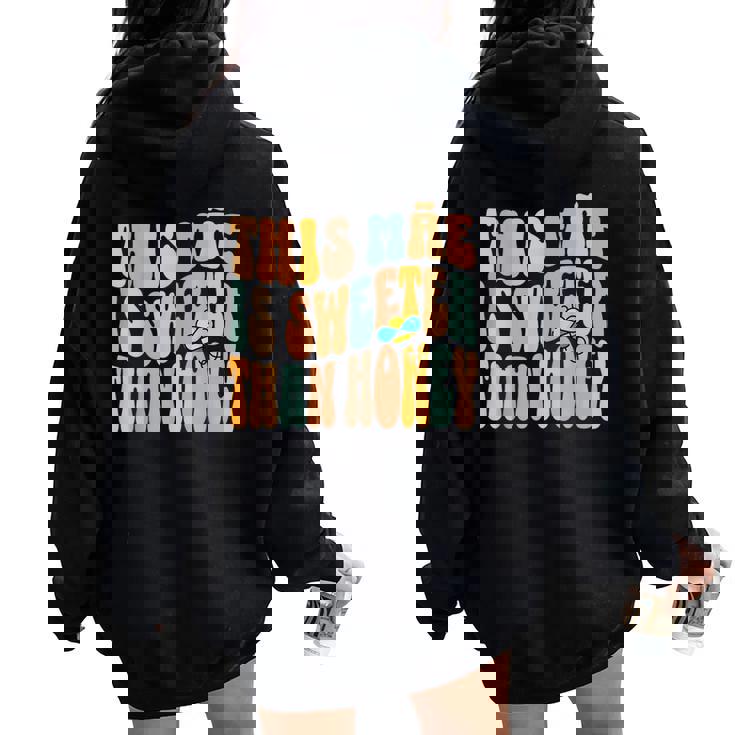 Mãe Portugués Mamá Día De La Madre Divertido Groovy Ondulado Texto Women Oversized Hoodie Back Print