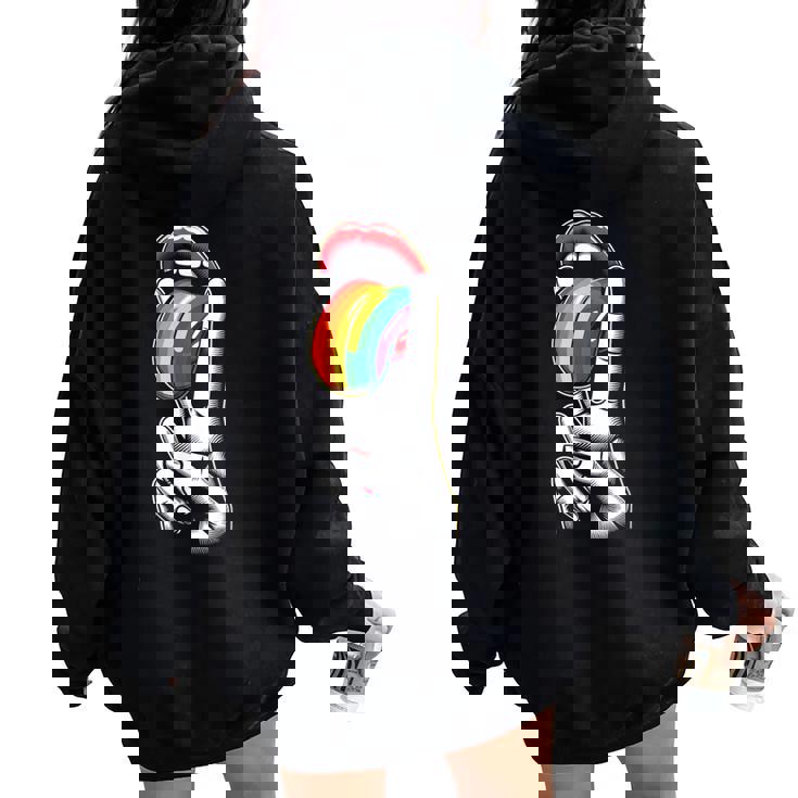 Masc Lesbian Stuff Tongue Rainbow Gay Pride Ally Lgbtq Adult Women Oversized Hoodie Back Print