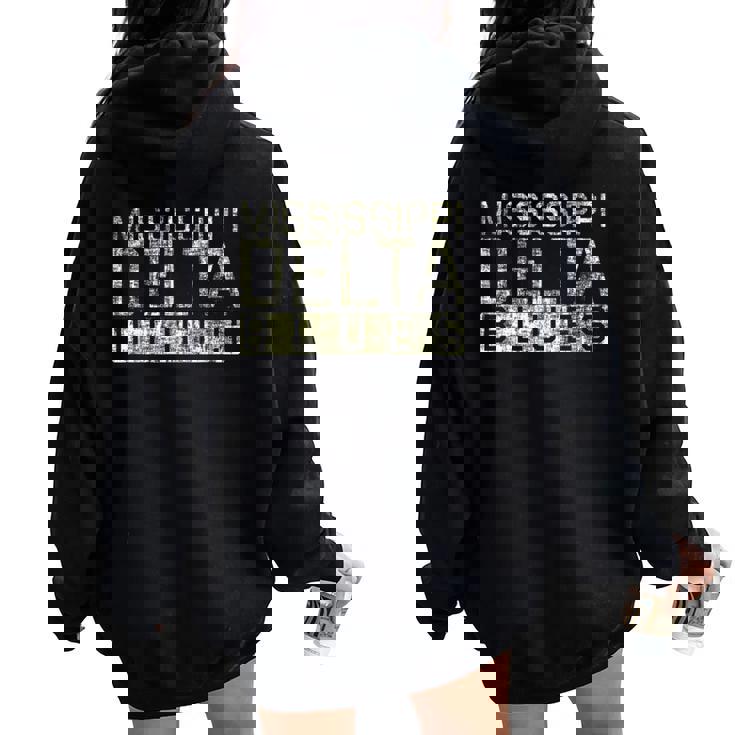 Mississippi Delta Blues Intage Retro Envejecida Women Oversized Hoodie Back Print