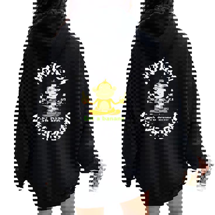 Monkey Never Cramp Eat A Banana レディース オーバーサイズ パーカー バックプリント