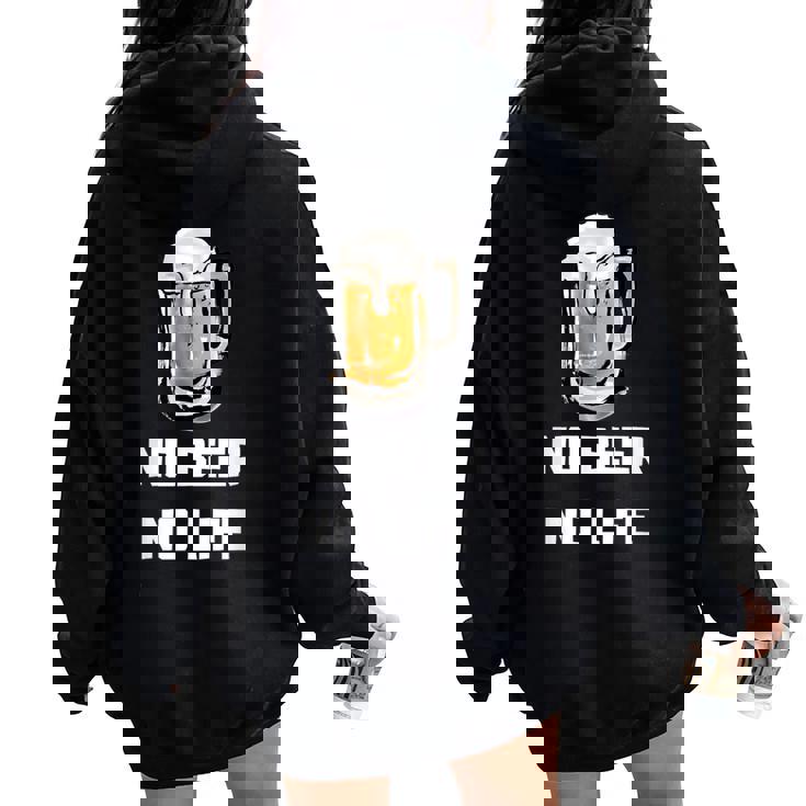 No Beer No Life レディース オーバーサイズ パーカー バックプリント