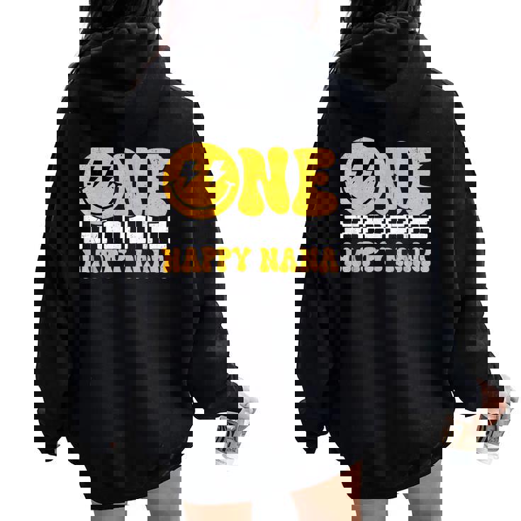 One Happy Nana 1歳の誕生日 グルーヴィースマイル 1歳 男 レディース オーバーサイズ パーカー バックプリント