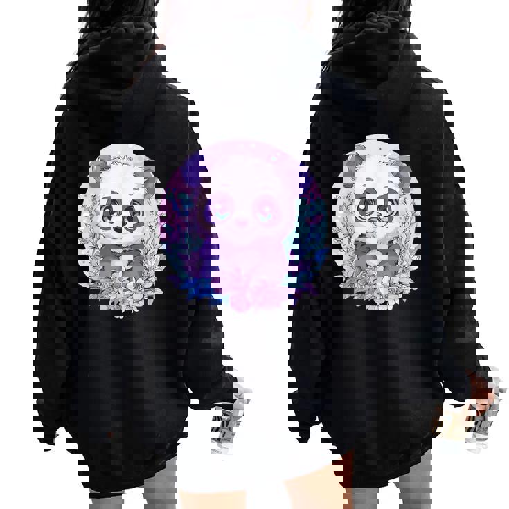 Panda Entouré De Fleurs Pour Enfants Sweat à capuche oversize pour femme avec imprimé dans le dos
