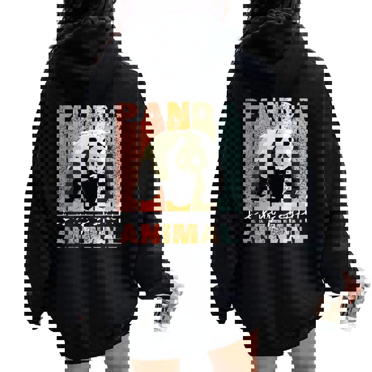 Panda Is Mypirit Animal かわいいパンダヴィンテージパンダ レディース オーバーサイズ パーカー バックプリント