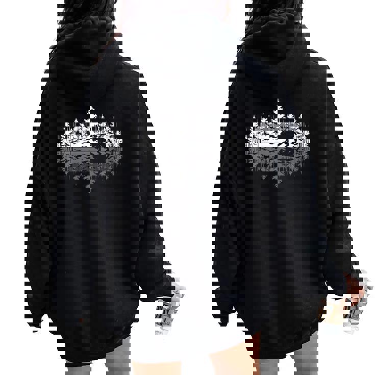 Panthère Réflexion Forêt Animaux Nature Sweat à capuche oversize pour femme avec imprimé dans le dos