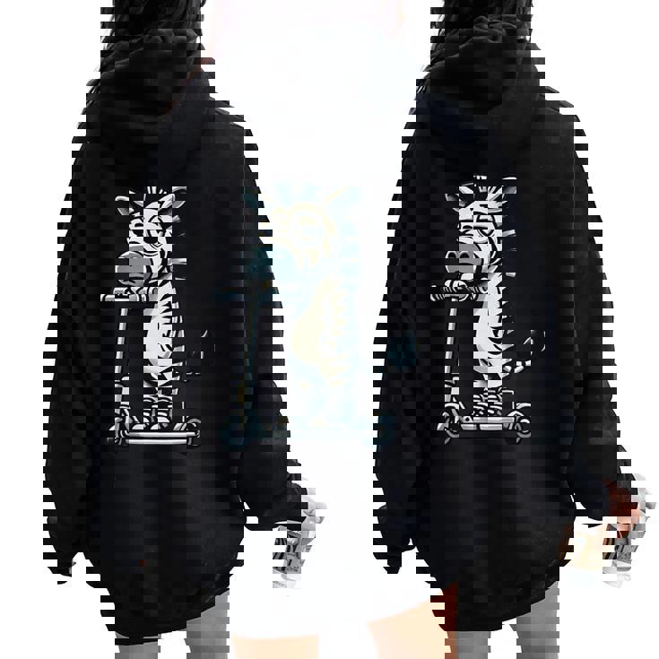 Patinete Grumpy Zebra Riding Cuello Women Oversized Hoodie Back Print
