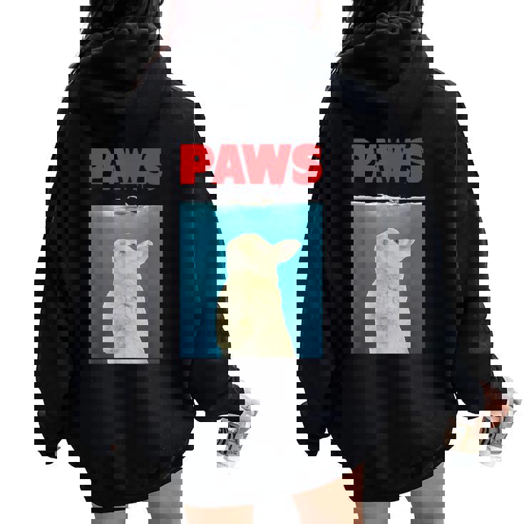 Paws Bunny 面白いパロディ ウサギ好きのギフト レディース オーバーサイズ パーカー バックプリント