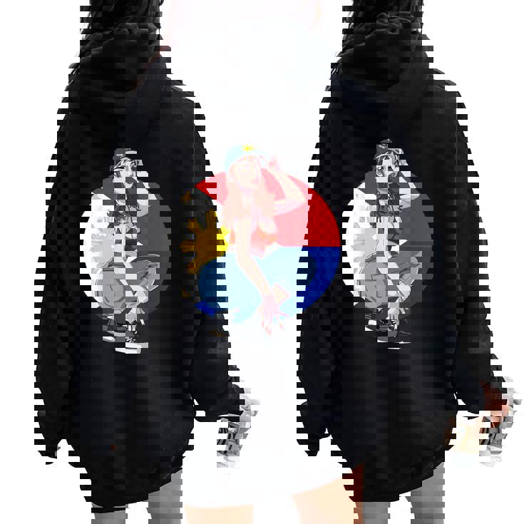 Pinay Girl フィリピン 強い フィリピン国旗 フィリピンプライド レディース オーバーサイズ パーカー バックプリント