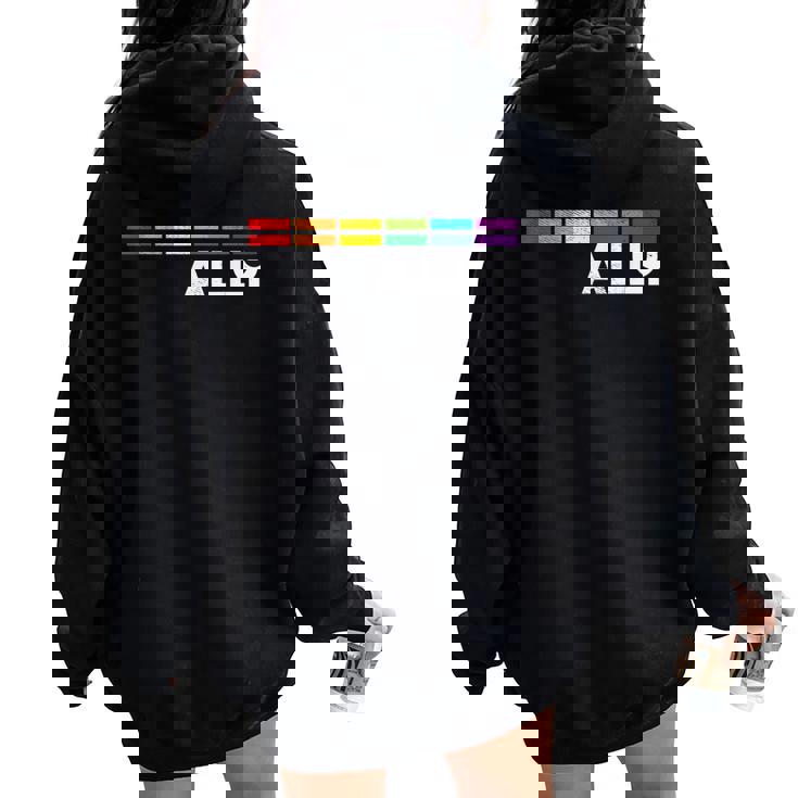 Proud Ally Bars Equality Lgbtq Rainbow Flag Gay Pride Ally レディース オーバーサイズ パーカー バックプリント