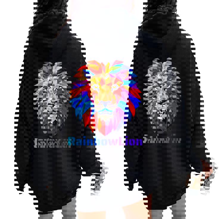 Rainbow Lion レインボー ライオン かっこいい おしゃれ レディース オーバーサイズ パーカー バックプリント