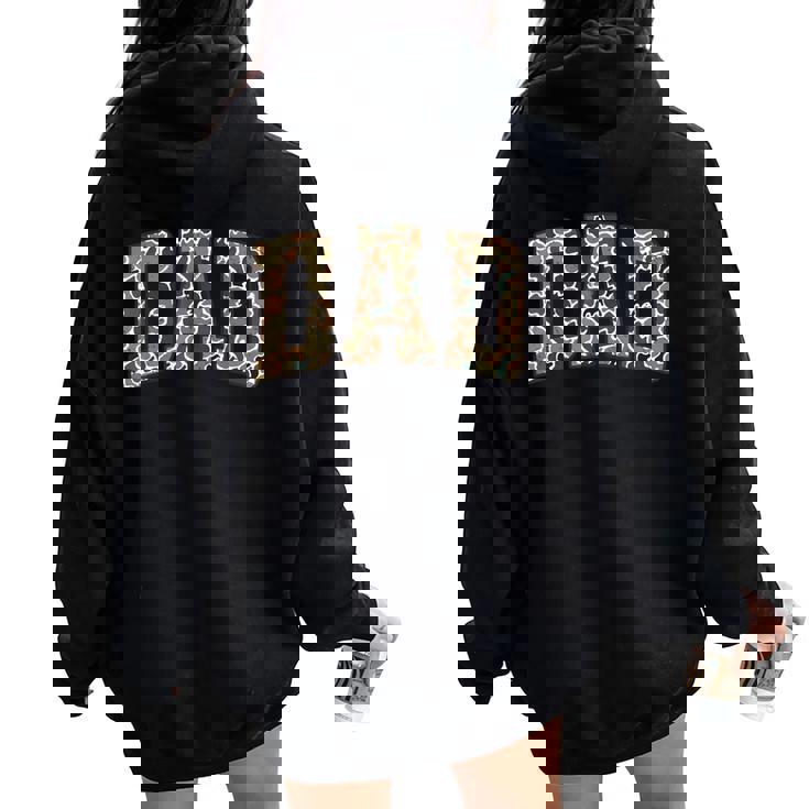 Retro Camo Duck Hunting Dad Old Camo Dad Father's Day Women Oversized Hoodie Back Print