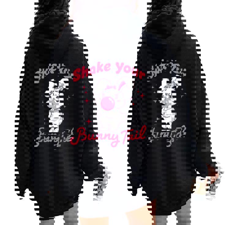 Shake Your Bunny Tail 愛らしいバブルガム レディース オーバーサイズ パーカー バックプリント
