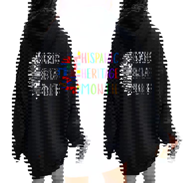 Sunflower Latino Countries Flags Hispanic Heritage Month Women Oversized Hoodie Back Print