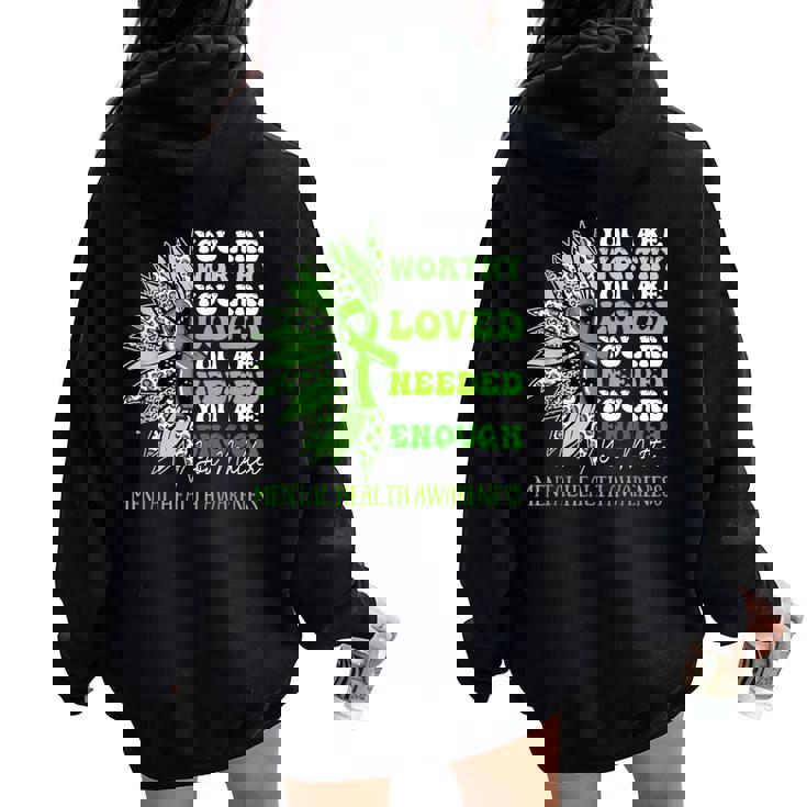 Sunflower Motivational Mental Health Awareness Women Women Oversized Hoodie Back Print