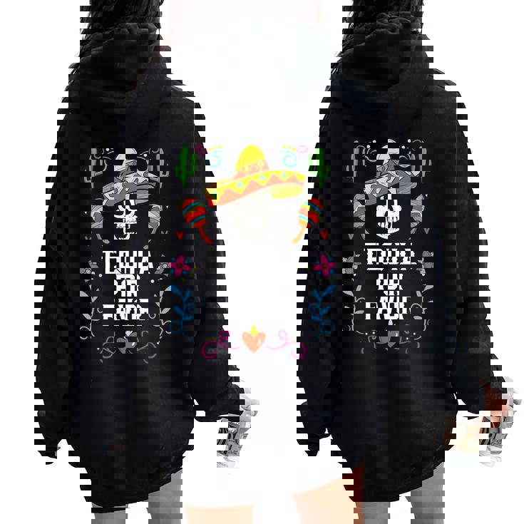 Tequila Por Favor アルコール テキーラ酒飲み メキシコ レディース オーバーサイズ パーカー バックプリント