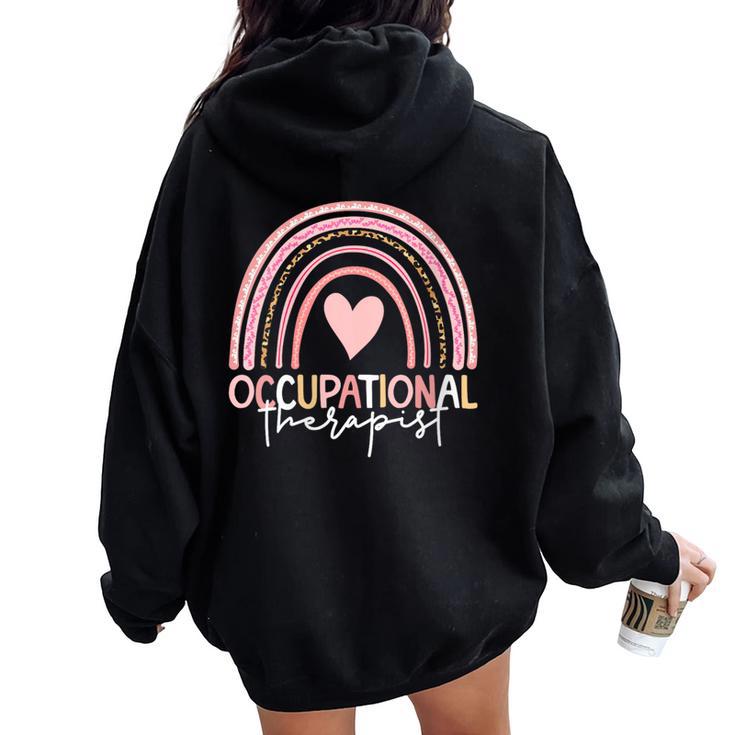 Terapeuta Ocupacional Boho Rainbow Terapeuta Ocupacional Cuello Women Oversized Hoodie Back Print