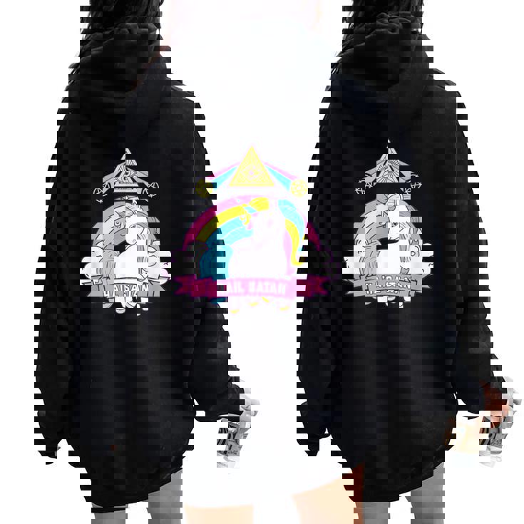 Unicorn Hailatan Devil Death Metal Rainbow Ocult レディース オーバーサイズ パーカー バックプリント