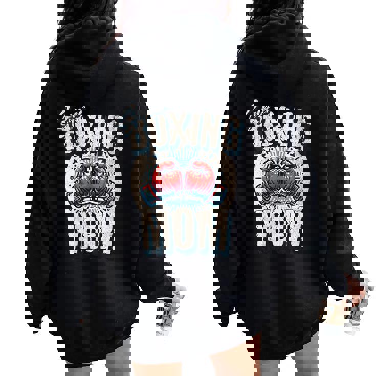 Uper Boxing Mom Guantes De Boxeo Y Boxeadores De Apoyo Cuello Women Oversized Hoodie Back Print