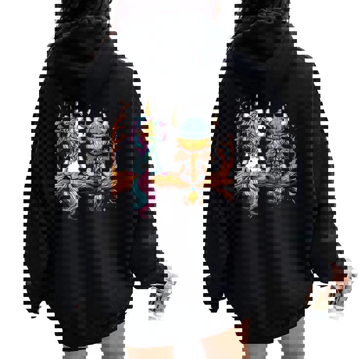 Vikingo Y Unicornio Niños Niñas Hombres Es Niños Y Adultos Women Oversized Hoodie Back Print