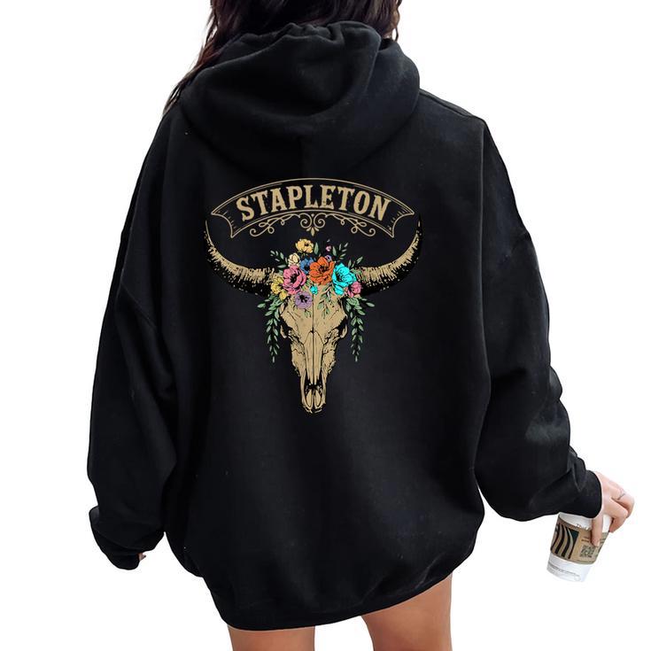 Vintage Stapleton Last Name Personalized Stapleton Flower Women Oversized Hoodie Back Print