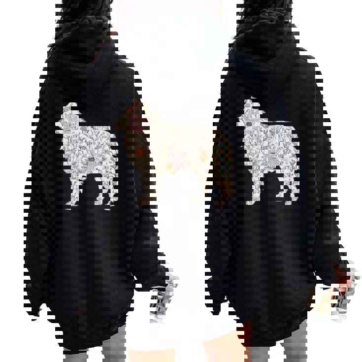 Wildflowers Australian Shepherd Aussie Dog Mom Mother's Day Women Oversized Hoodie Back Print