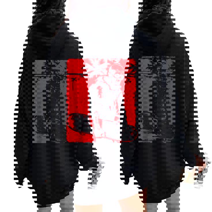 Zombiekateboarder Distressed Zombie Lovers Hombres Es In Mangas Women Oversized Hoodie Back Print