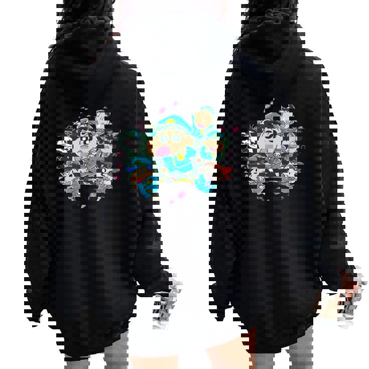 【映画】クレヨンしんちゃん 謎メキ！花の天カス学園 カスカベ防衛隊 レディース オーバーサイズ パーカー バックプリント