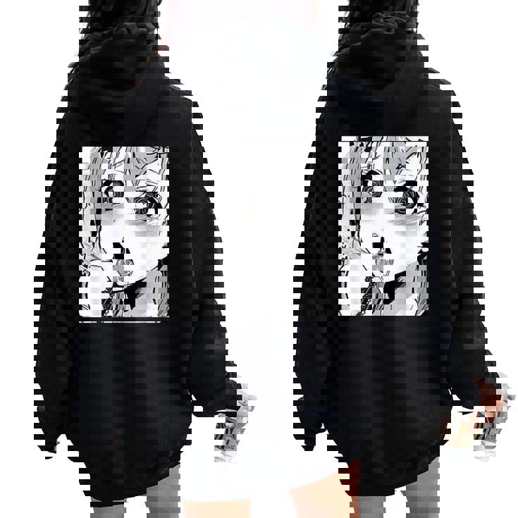 かわいいアヘ顔 アニメ 女の子 オタクウィーブ ラブ ビッグアイズ ドリップ レディース オーバーサイズ パーカー バックプリント