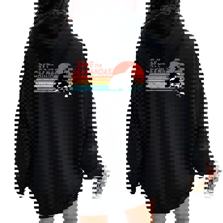 かわいいシャチave Theeapandas レディース オーバーサイズ パーカー バックプリント