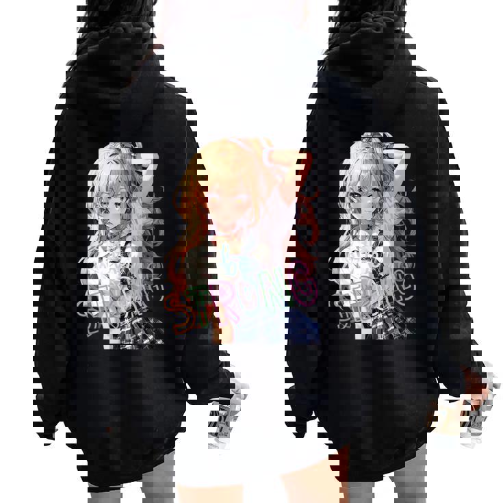 アニメ風イラスト ギャル 最強 可愛い女の子 レディース オーバーサイズ パーカー バックプリント