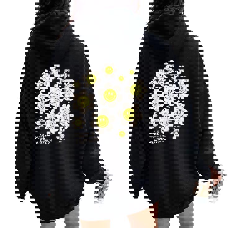 イエロー スマイル 顔 花mile Always キッズ 幼児 女の子 レディース オーバーサイズ パーカー バックプリント